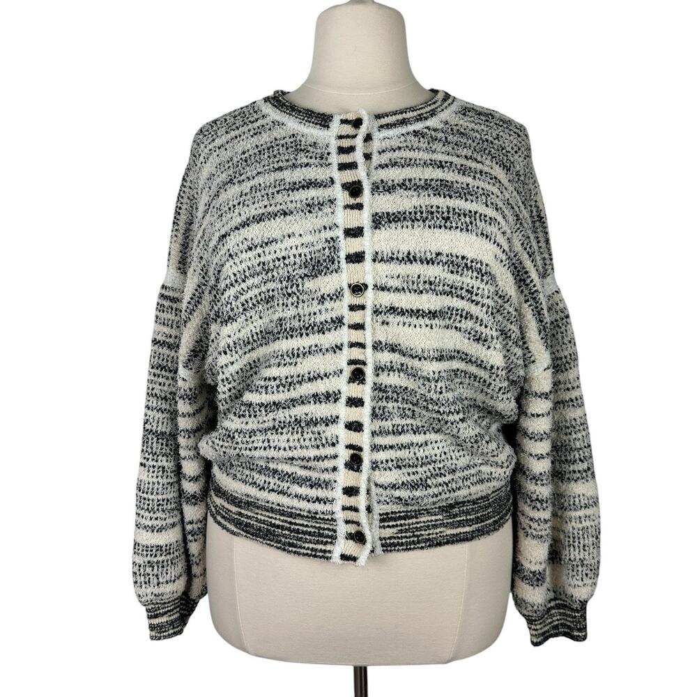 J Crew Sweater Women Size 2X Space-dyed Textured Knit Cardigan